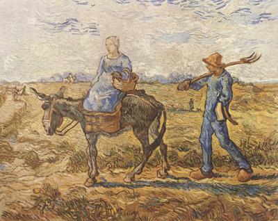 Vincent Van Gogh Morning:Peasant Couple Going to Work (nn04) oil painting picture